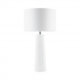 Mercator-Talia Ribbed Table Lamp - White Linen Dome Shade